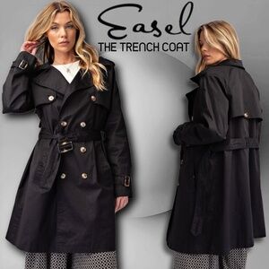 EASEL As Seen On Designated Survivor: Classic Double Breasted Belted Trench Coat